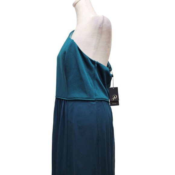 Adrianna Papell Womens Teal One Shoulder  Maxi party Dress Size 14 blue - Picture 7 of 12